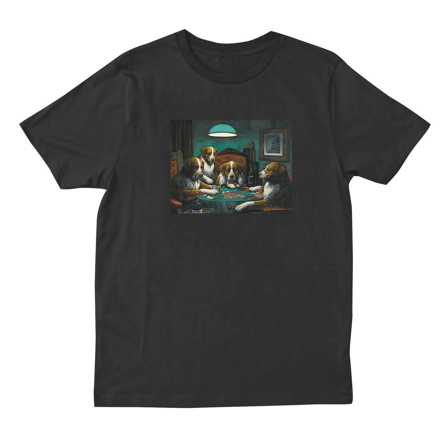 dogs playing poker t shirt black