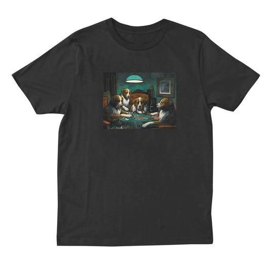 dogs playing poker t shirt black